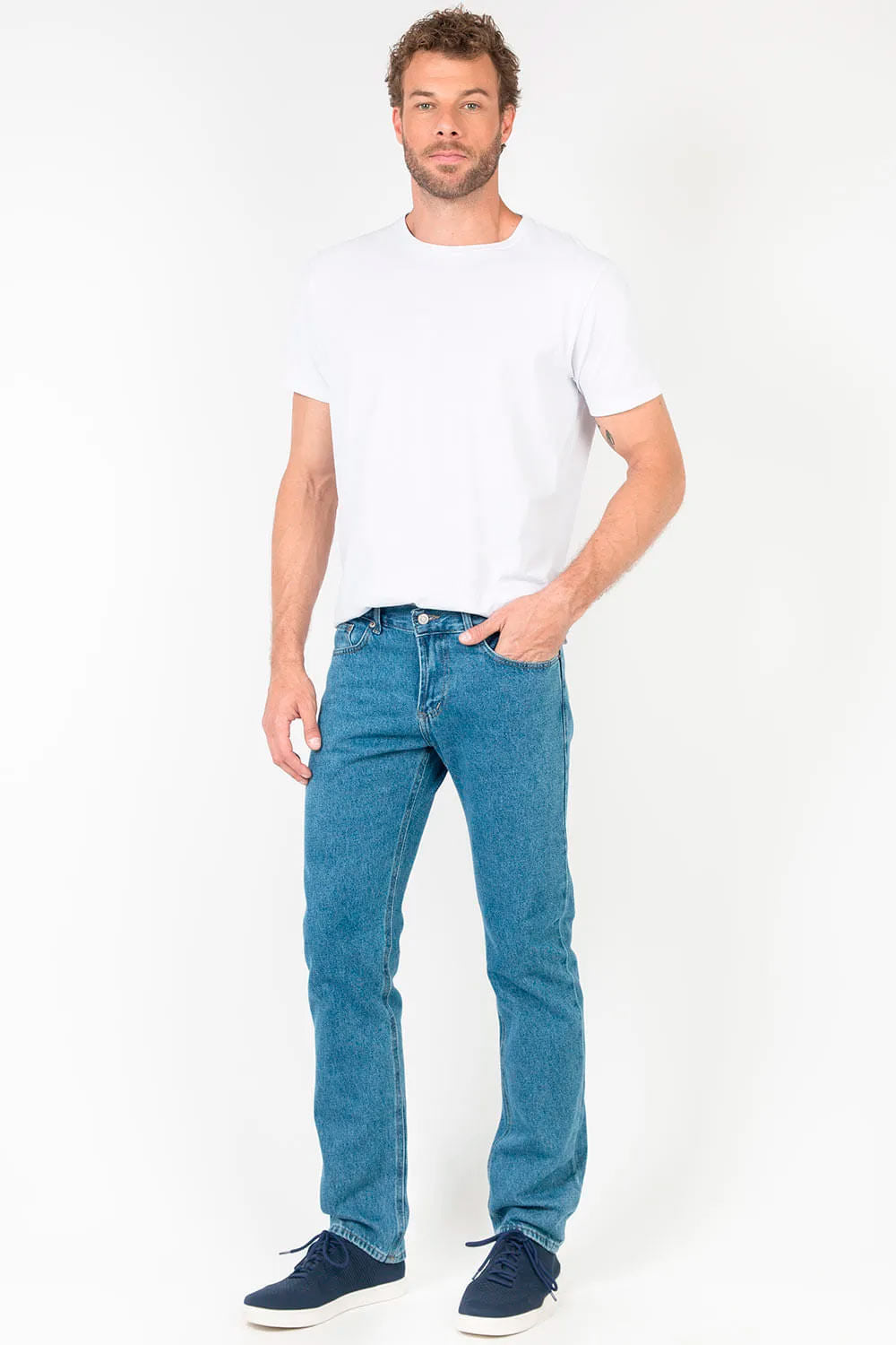 Calça Jeans Straight Basic Super Stone