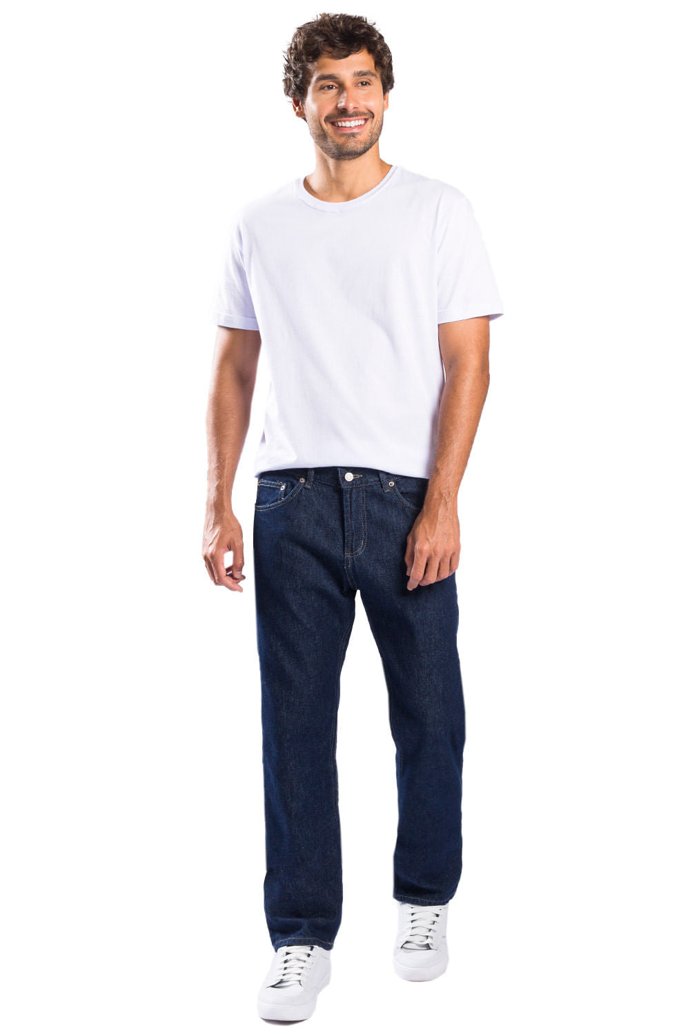Calça Jeans Straight Basic Escura Stone
